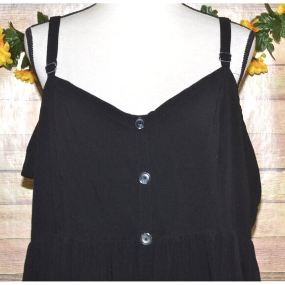 Torrid Black Sleeveless V-Neck Button Front Dress Plus Size 5X Smocked Back - Picture 2 of 10